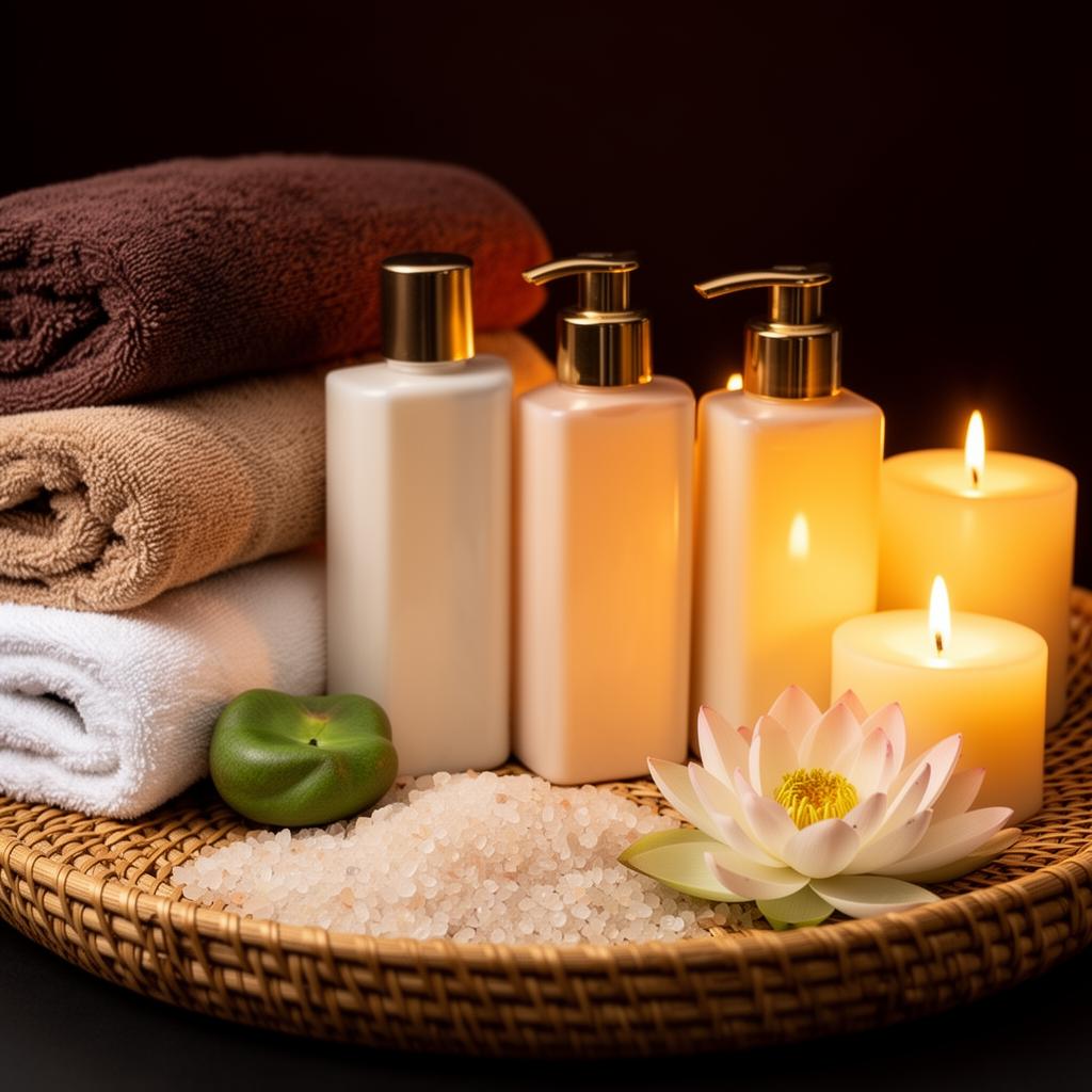 Luxury spa products arrangement